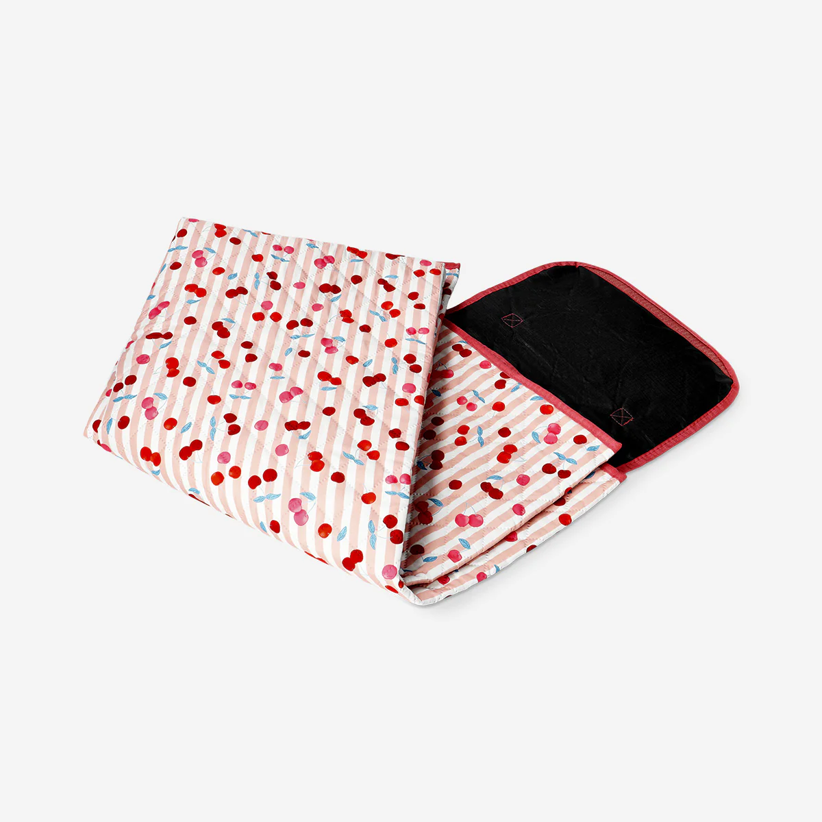 Quilted picnic blanket with berry print and carrying strap - 130x150 cm - Image 2