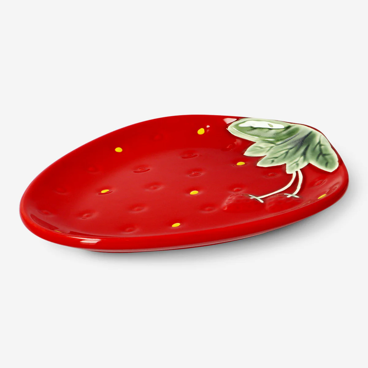 Red ceramic strawberry plate - 17 cm - Image 3