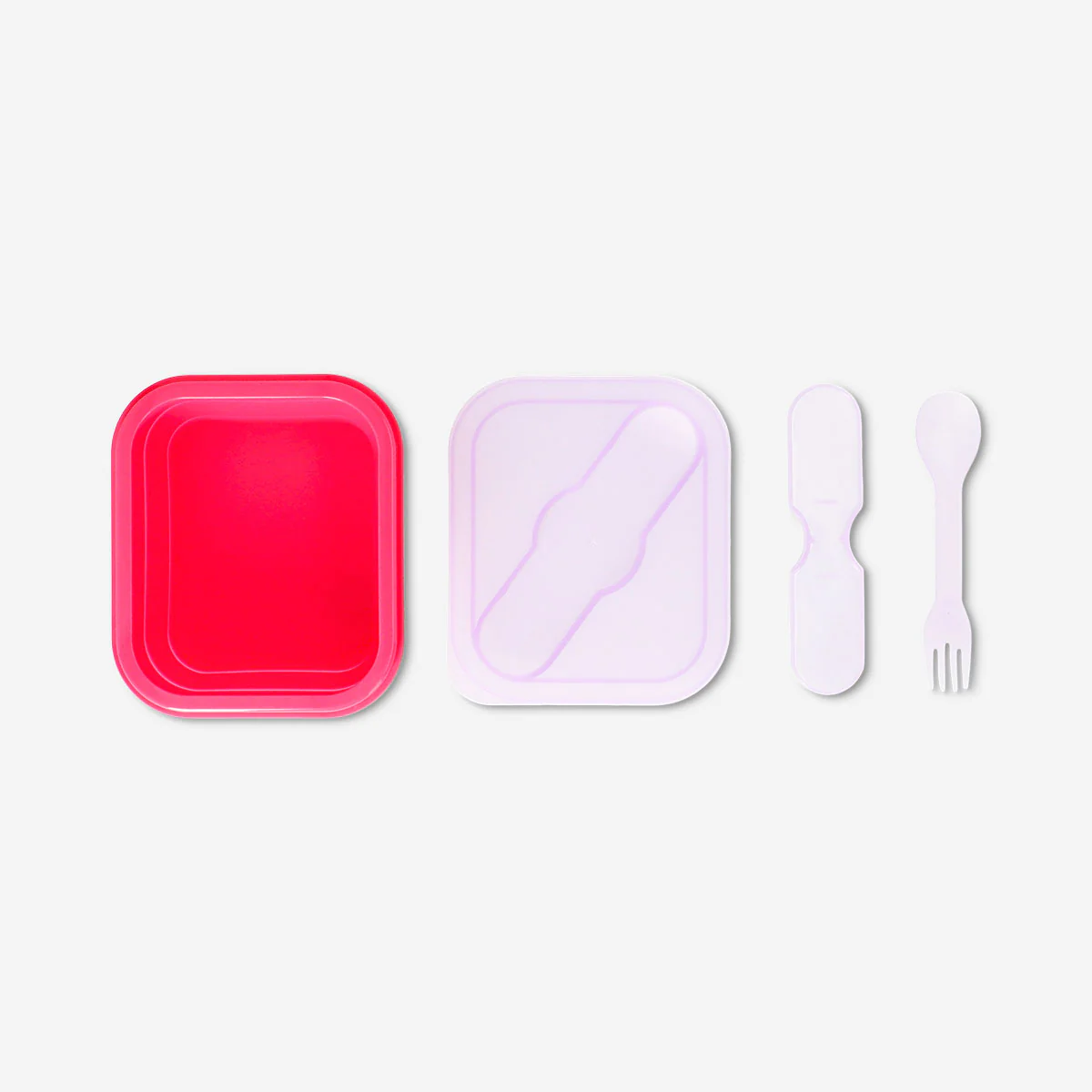 Red collapsible lunchbox with spork - 600 ml - Image 2
