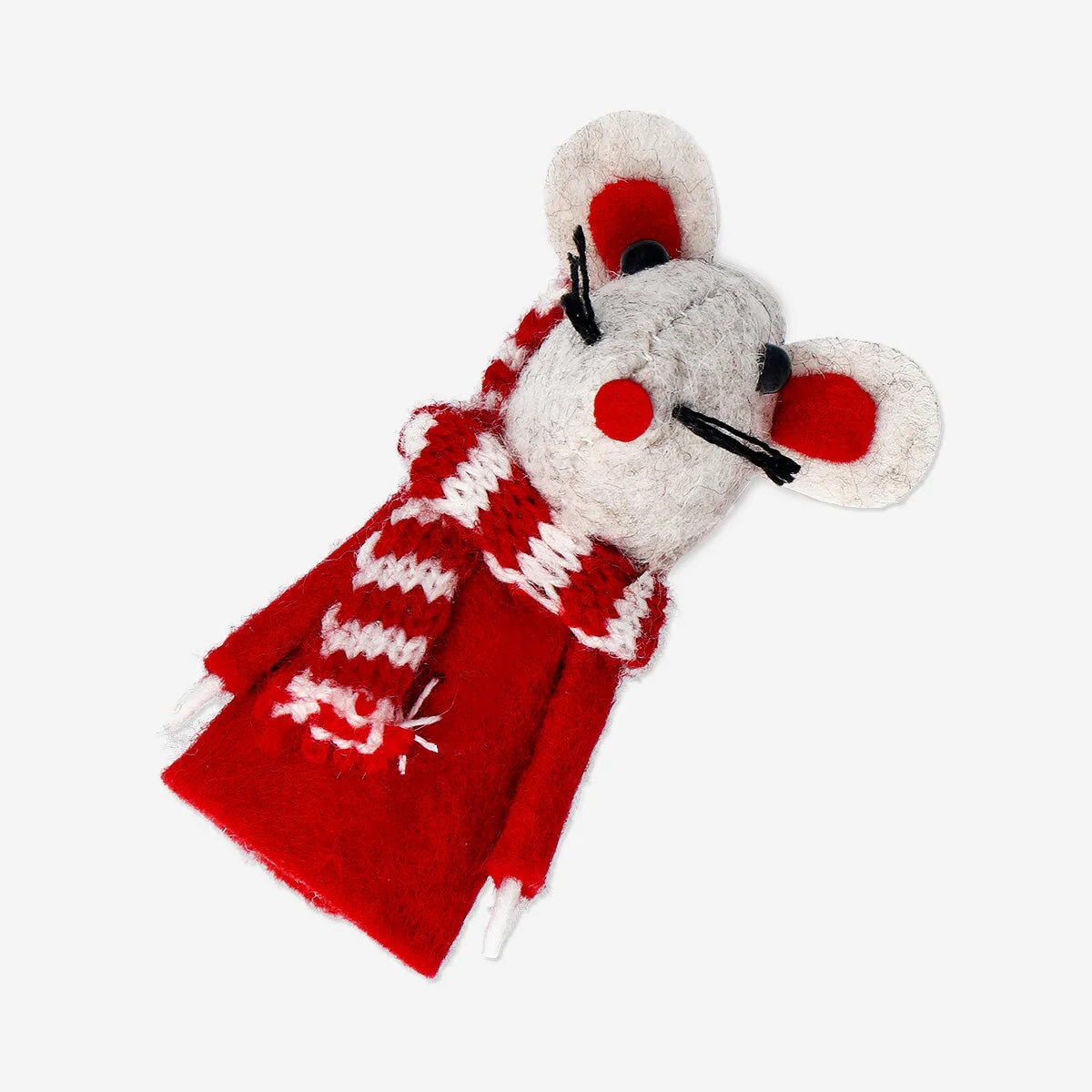 Red mouse with scarf ornament - 8 cm - Image 3