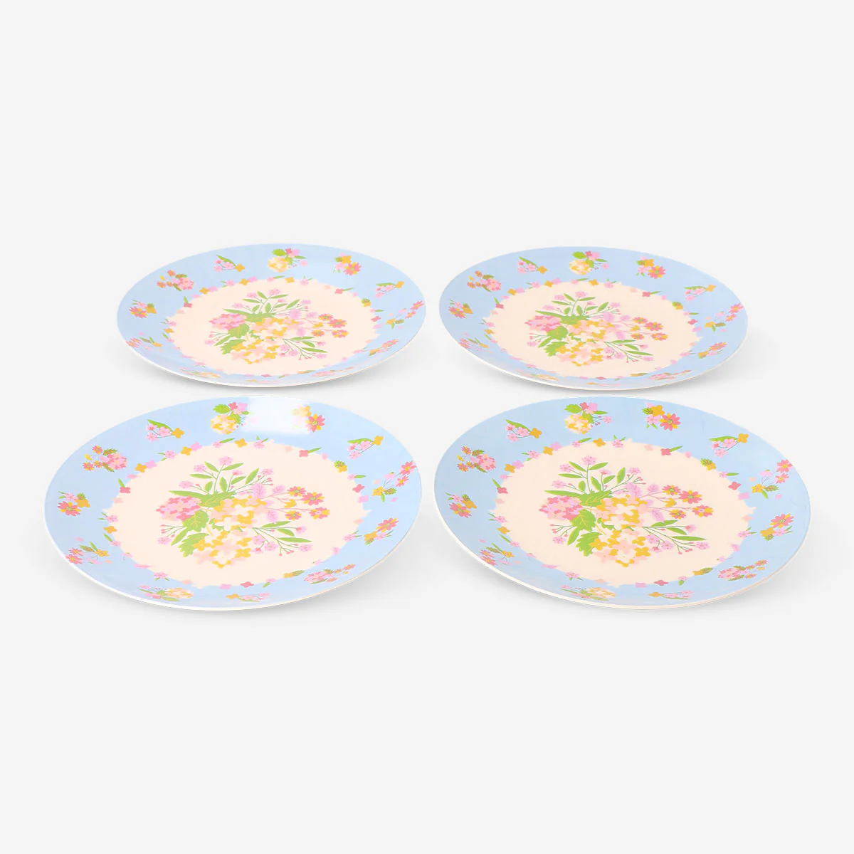 Reusable floral plates - 4 pcs