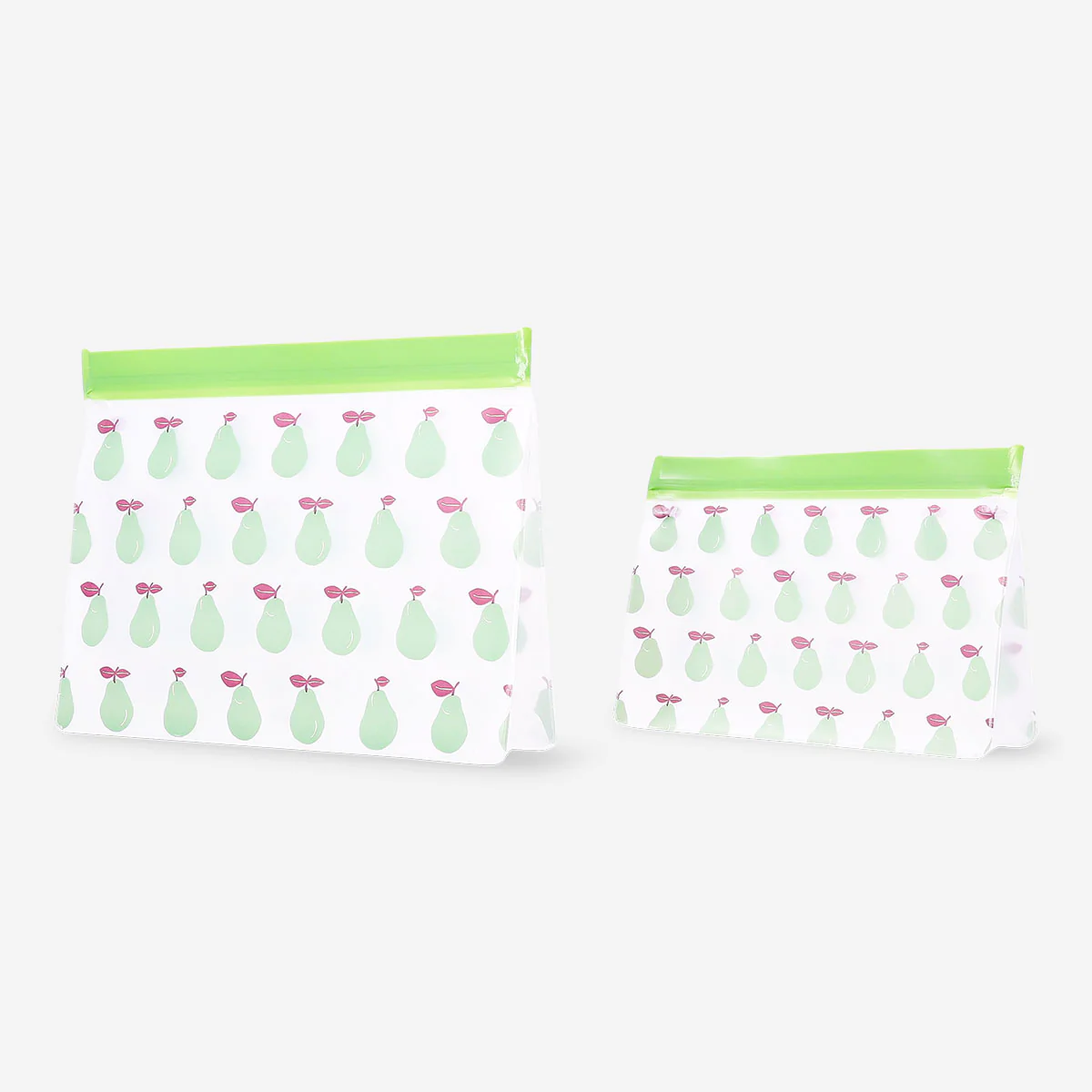 Reusable grip seal bags with green pears - 2 pcs