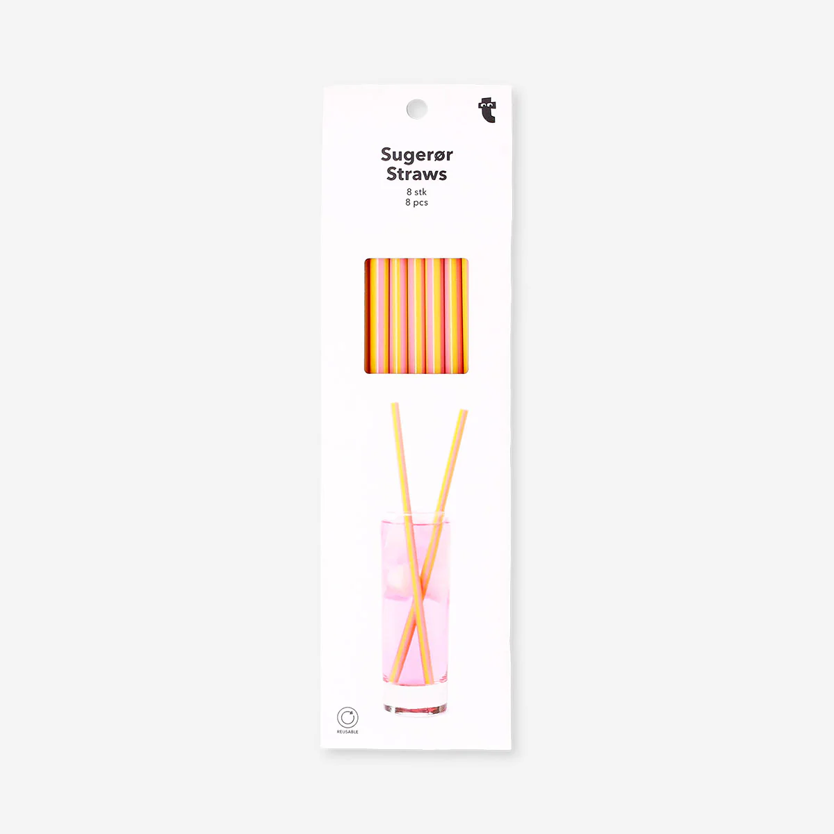 Reusable striped straws - 8 pcs - Image 3