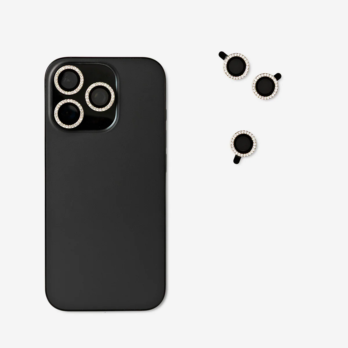 Rhinestone phone camera lens decorations - 3 pcs