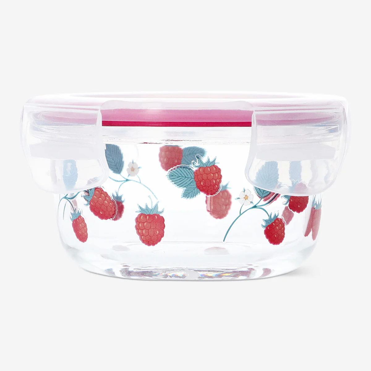 Round food container with raspberry print - 12 cm
