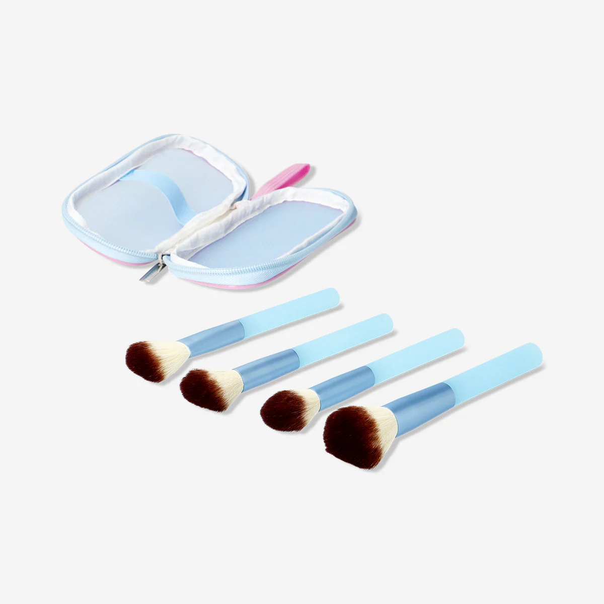 Set of makeup brushed in mesh pouch - 4 pcs - Image 3