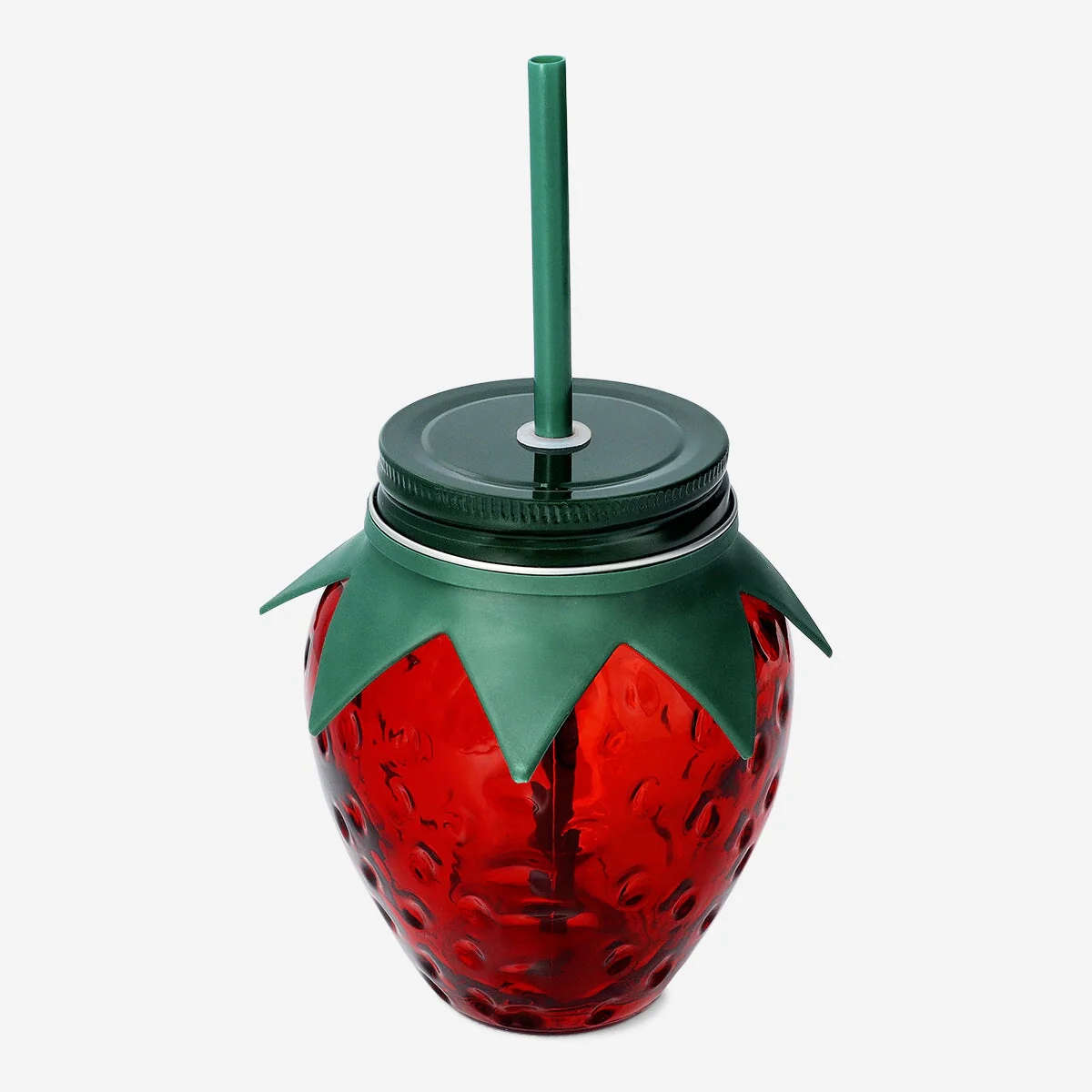 Strawberry cup with lid and straw - Image 2