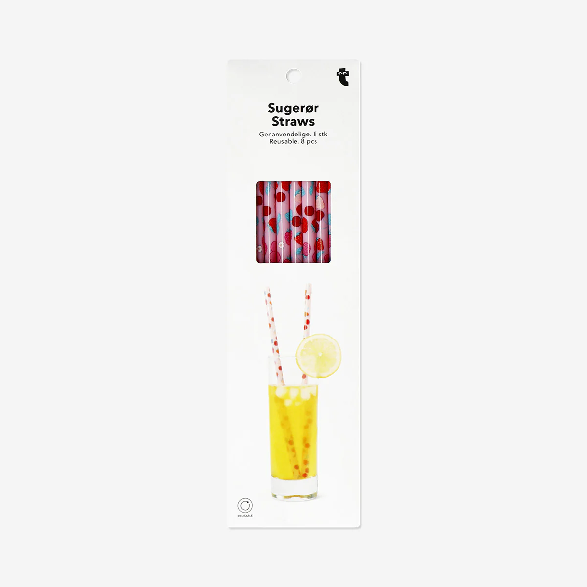 Strawberry straws with cleaning brush - 8 pcs - Image 3