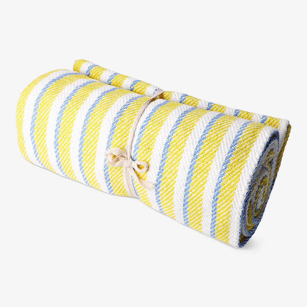 Throw blanket with yellow stripes and fringes - 120x170 cm - Image 2