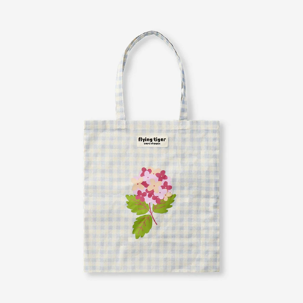 Tote bag - Flowers and checks print