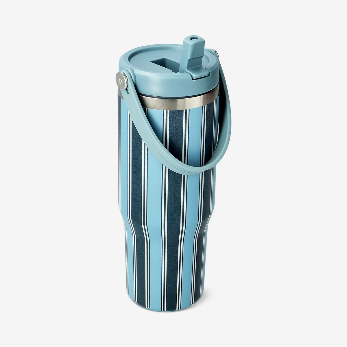 Tumbler with silicone strap and blue stripes - 800 ml - Image 2