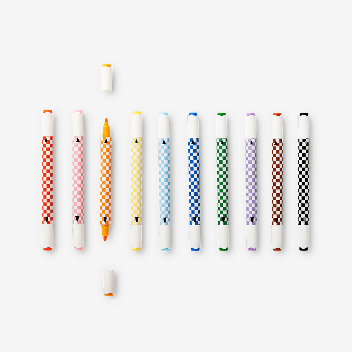 Twin markers with chequered print - 10 pcs