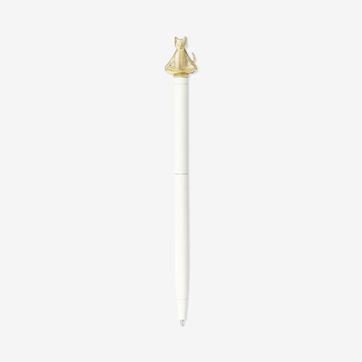 White ballpoint pen with yoga cat