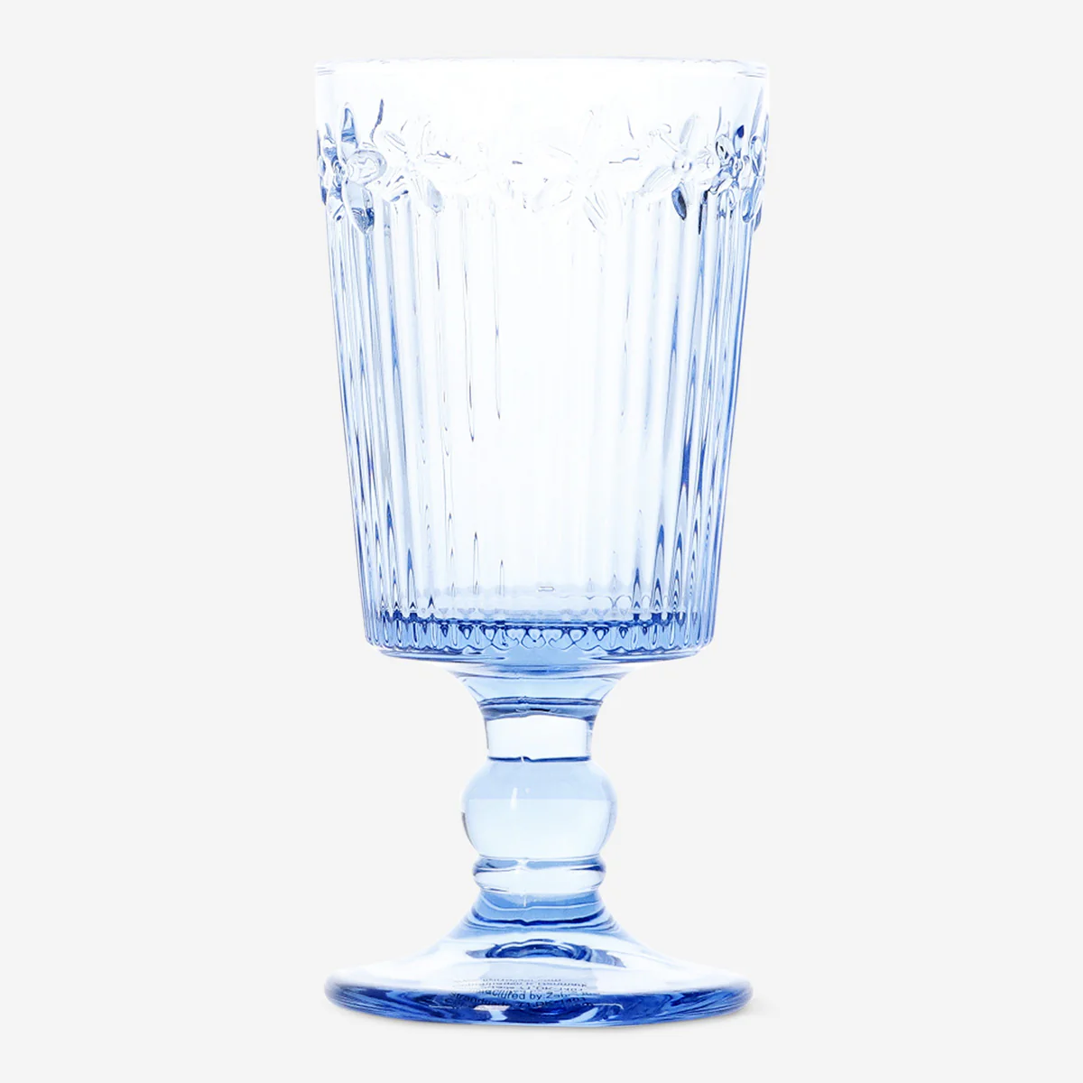 Blue wine glass with embossed flowers - 250 ml - Image 2