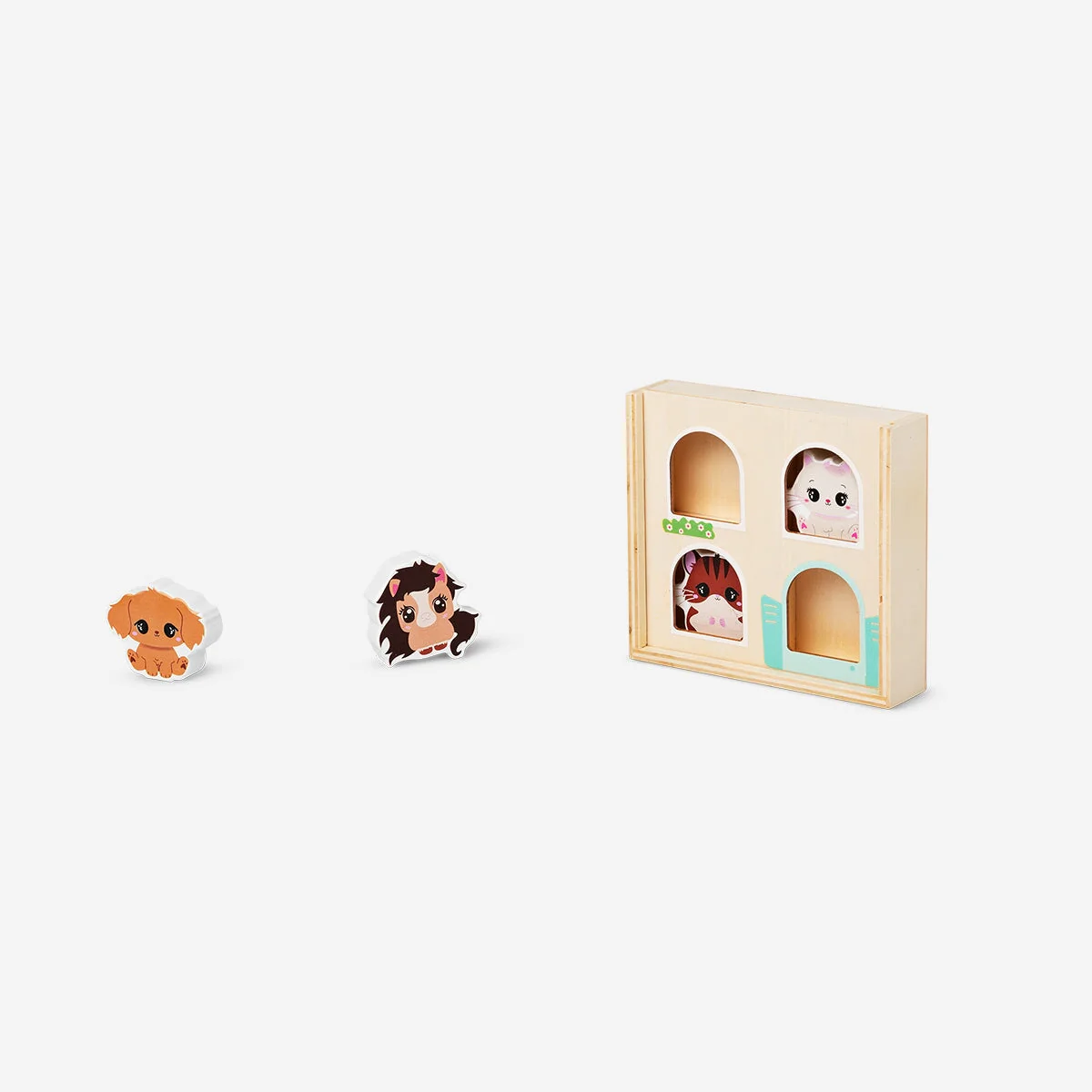 Wooden animals with house - 4 pcs - Image 2