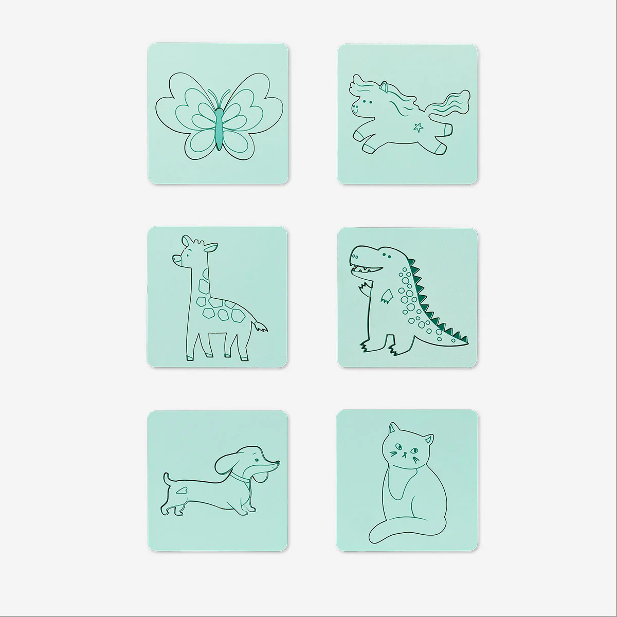 Wooden drawing stencils with animal designs - 6 pcs - Image 2