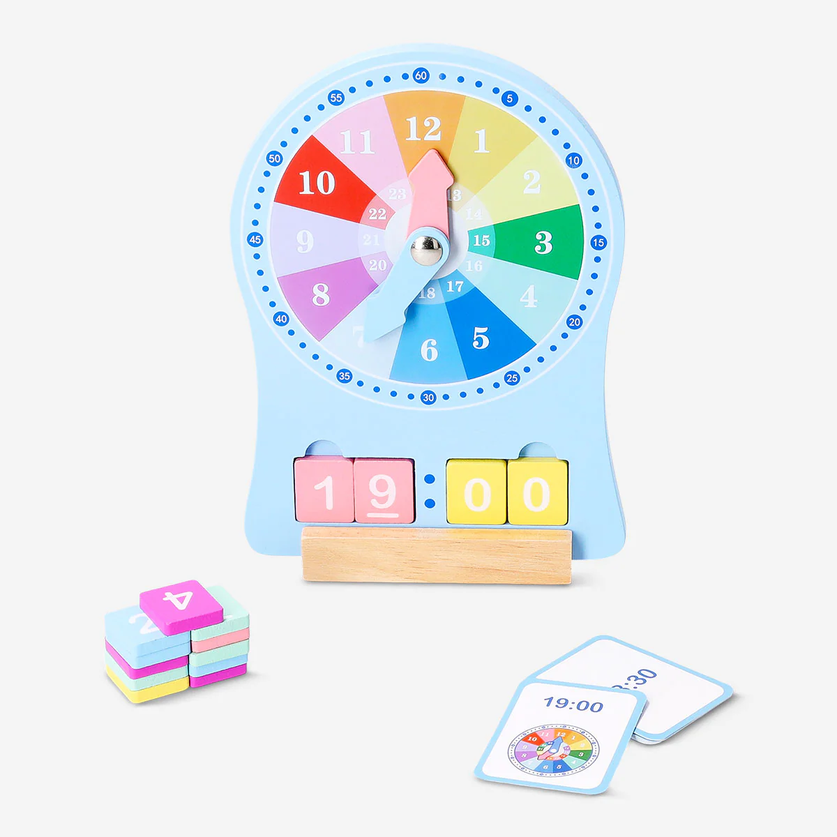 Wooden time teaching clock